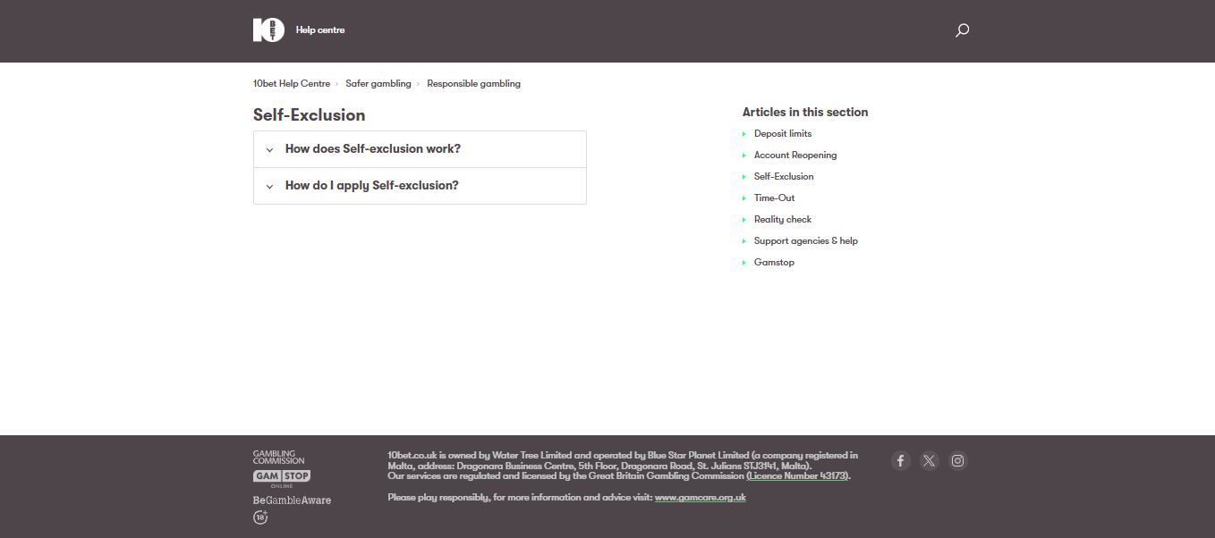 10bet responsible gambling tools