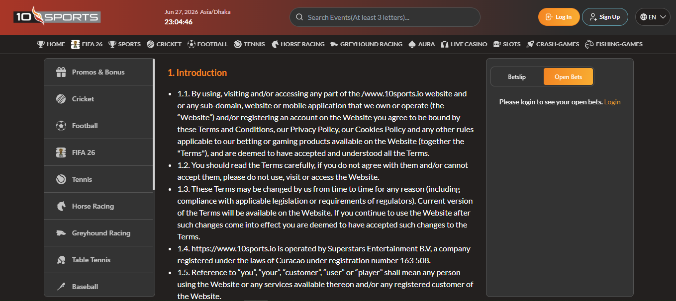 Bonus Terms screenshot