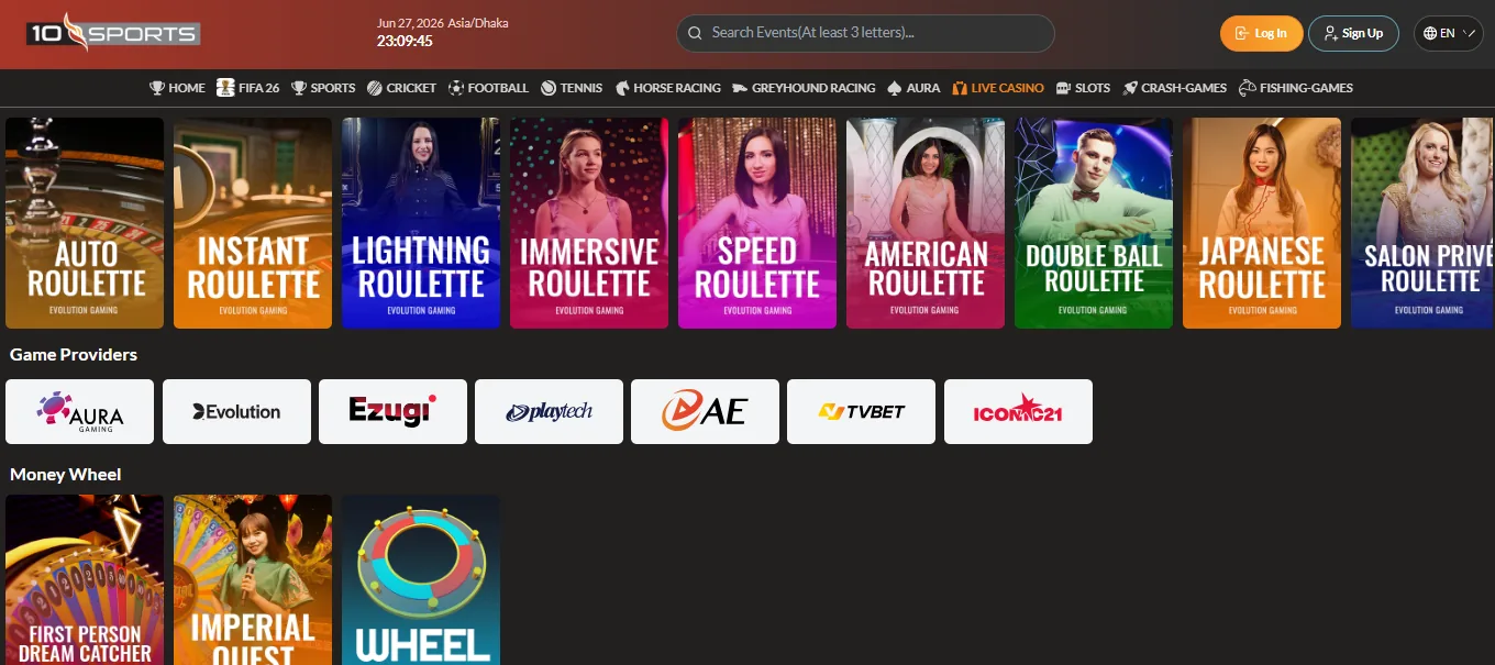 10Sports games lobby