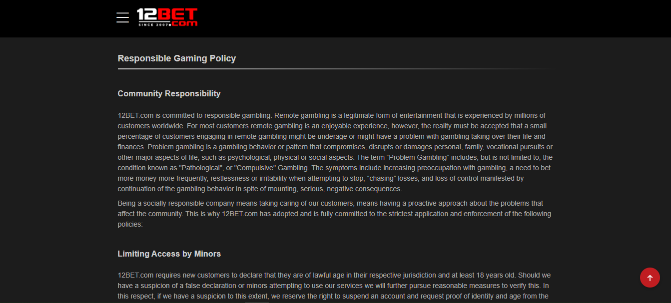 Responsible Gambling screenshot