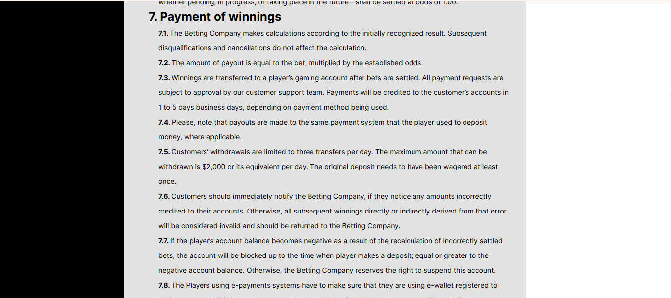 Withdrawal Limits screenshot