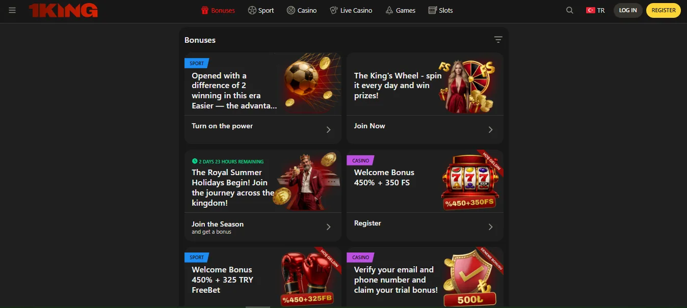 1king welcome bonus headline