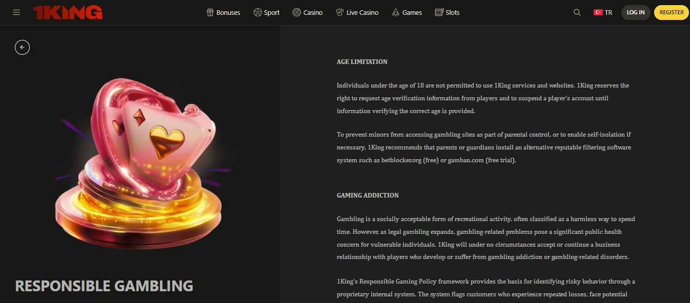 1king responsible gambling page