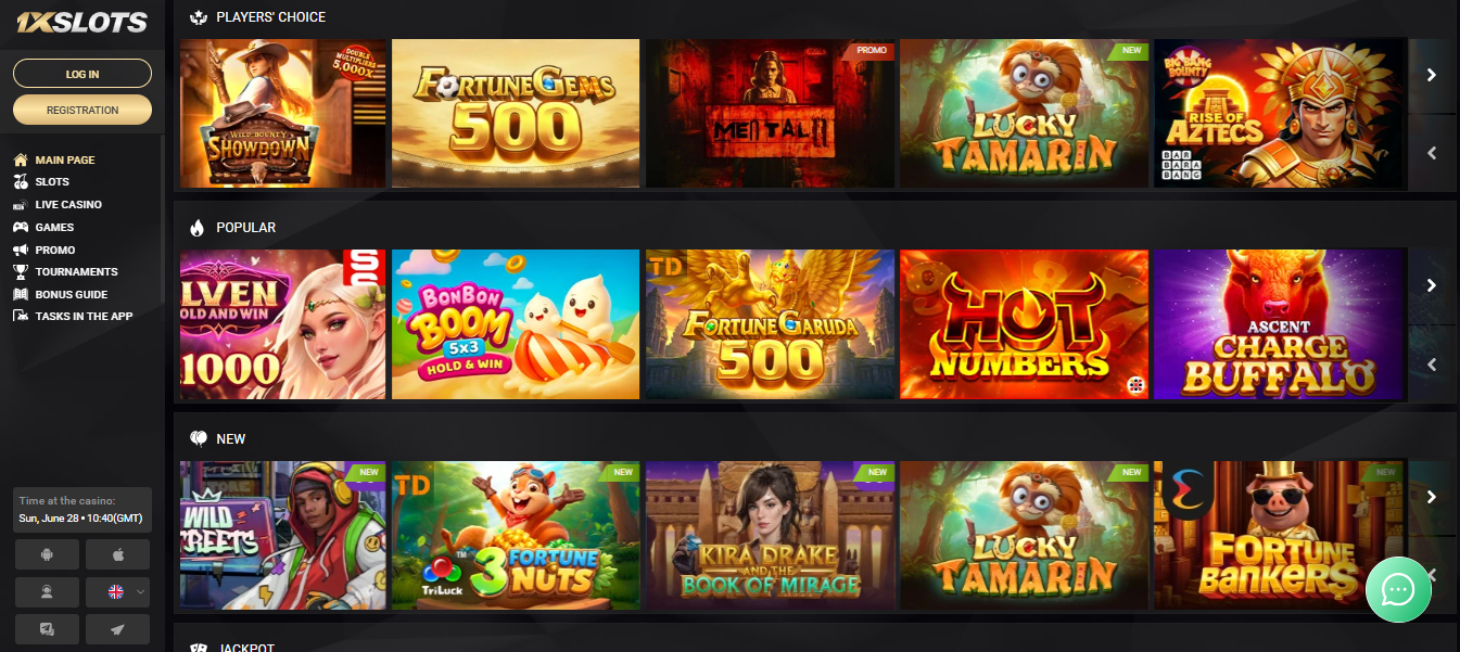 1xSlots games lobby