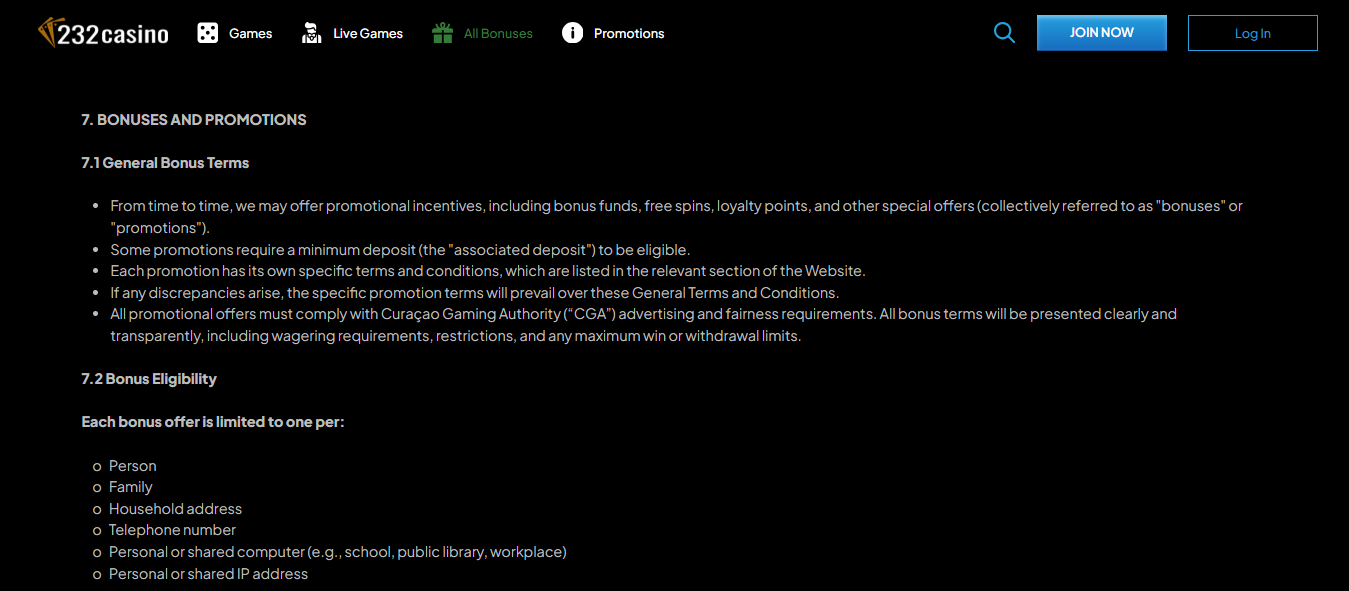 Bonus Terms screenshot