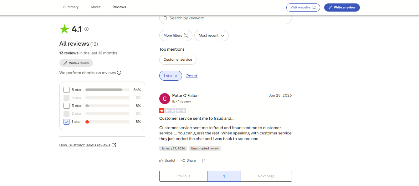 Trustpilot Negative screenshot
