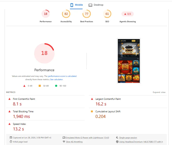 Screenshot of 24slots's mobile site