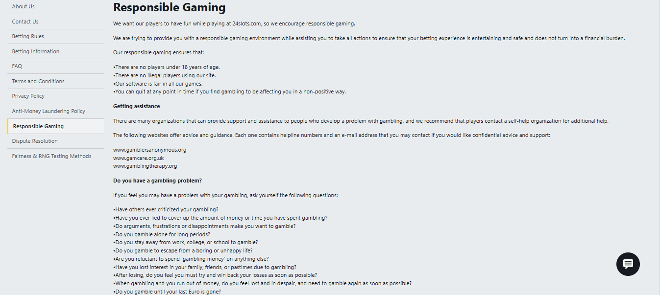 24slots responsible gambling tools