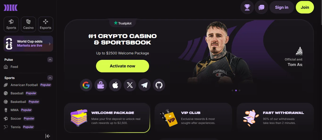 Screenshot of Cloudbet's welcome bonus offer