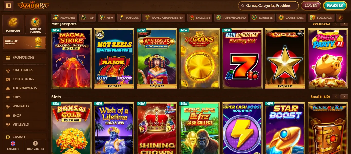 Screenshot of AmunRa's games lobby