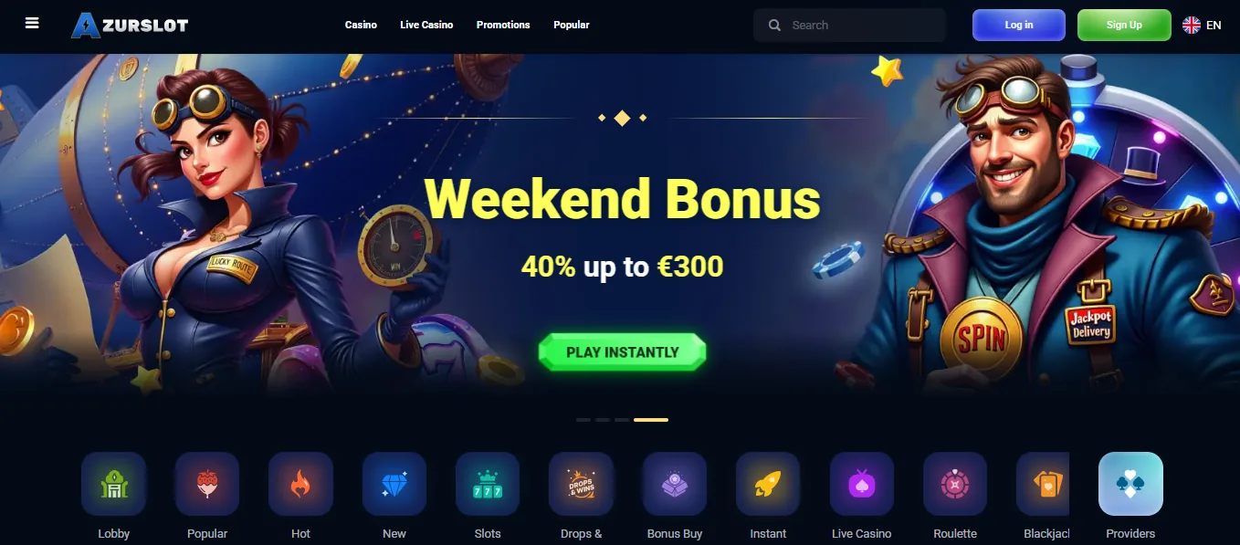 Screenshot of AzurSlot's welcome bonus offer