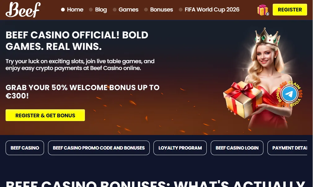 Screenshot of Beef's homepage