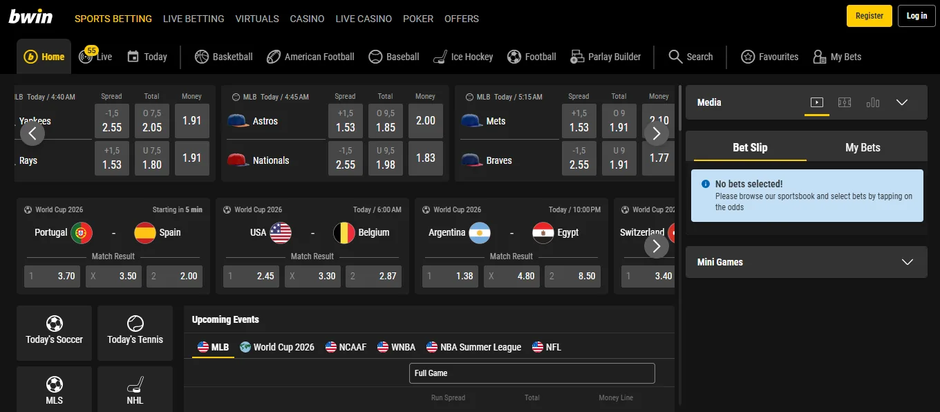 Screenshot of Bwin's homepage