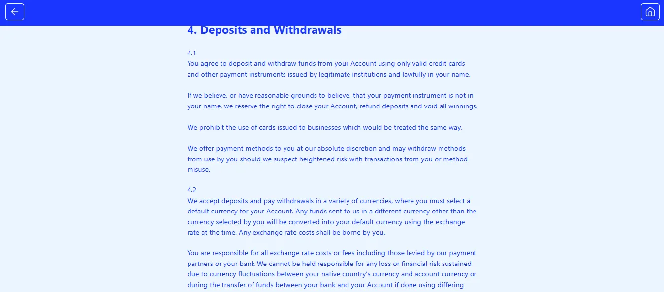 Screenshot of Casino Secret's cashier and payment methods