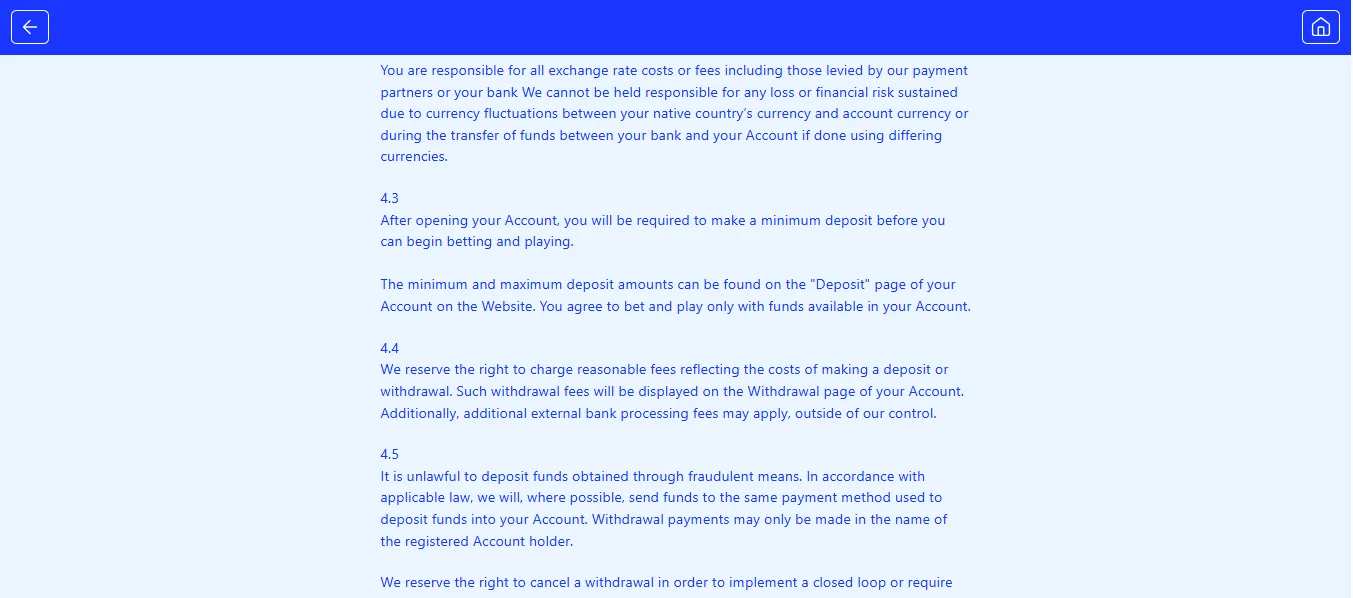 Screenshot of Casino Secret's responsible-gambling tools