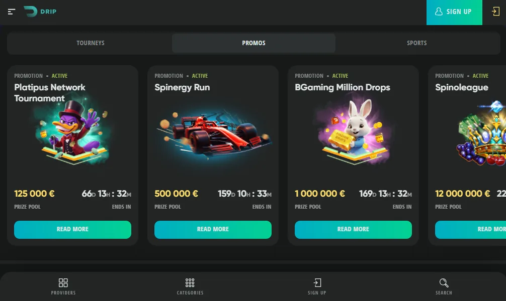 Screenshot of Drip's welcome bonus offer