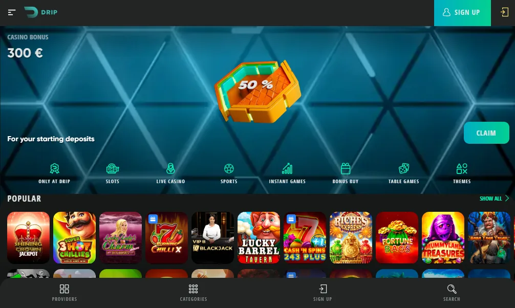 Screenshot of Drip's homepage