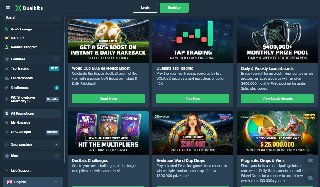 Screenshot of Duelbits's welcome bonus offer