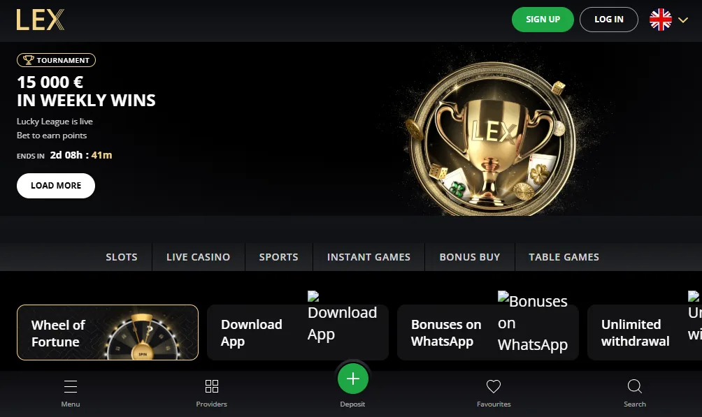 Screenshot of Lex's homepage