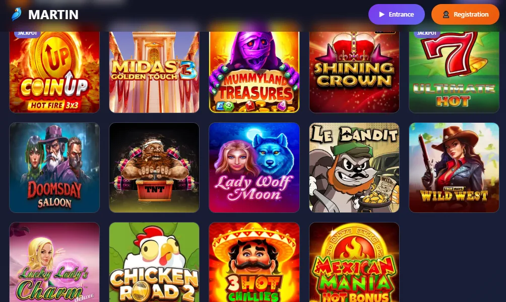 Screenshot of Martin's games lobby