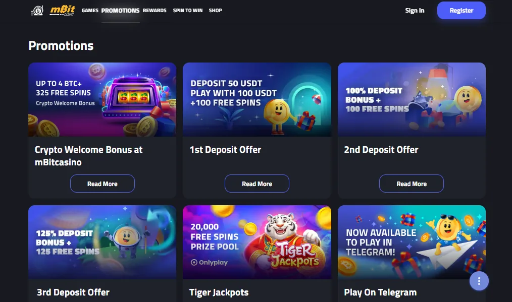 Screenshot of mBit Casino's welcome bonus offer