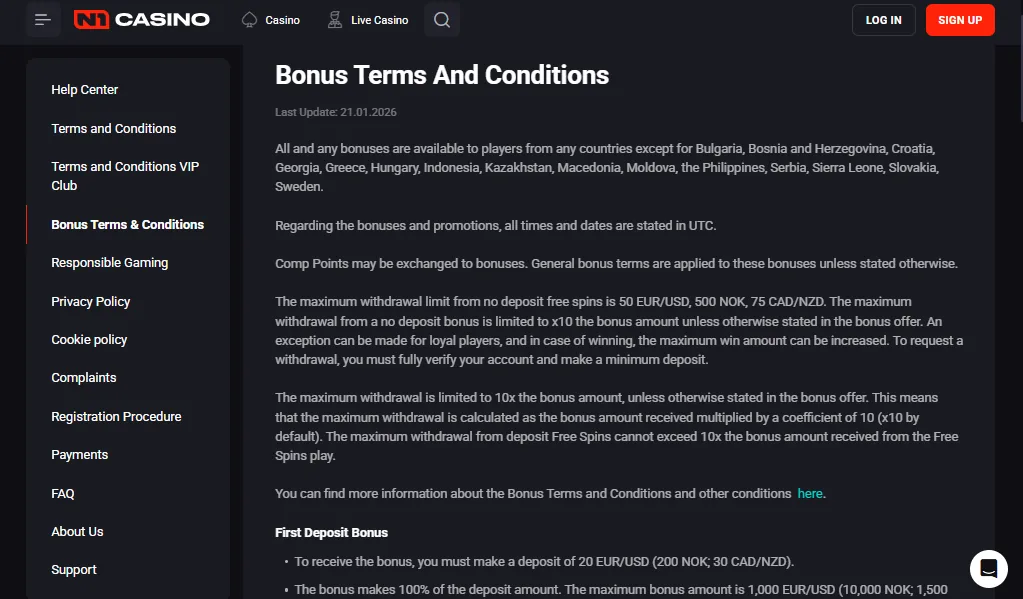 Bonus Terms screenshot