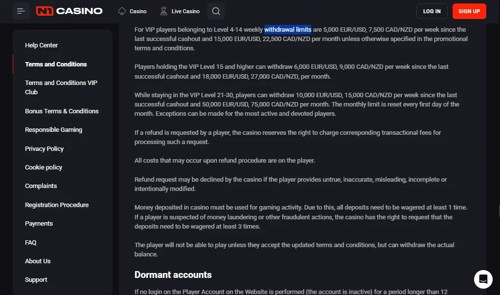 Withdrawal Limits screenshot