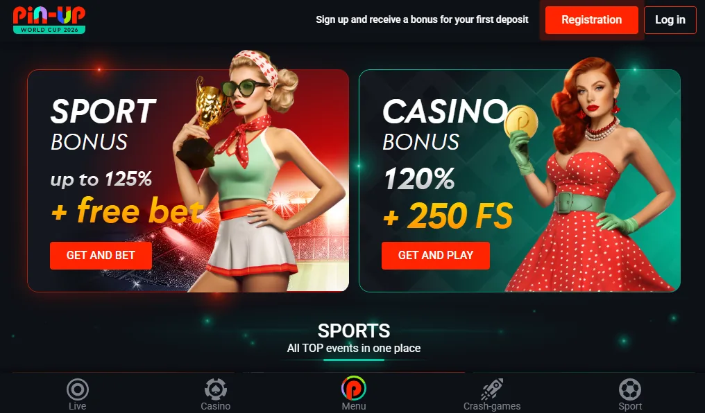 Screenshot of Pin-Up's homepage