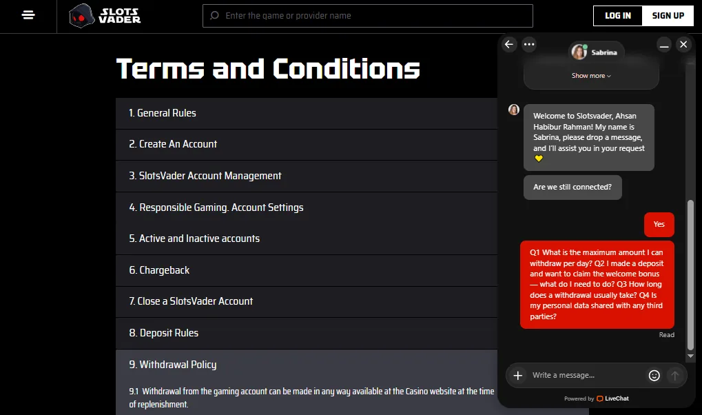 Live Chat screenshot