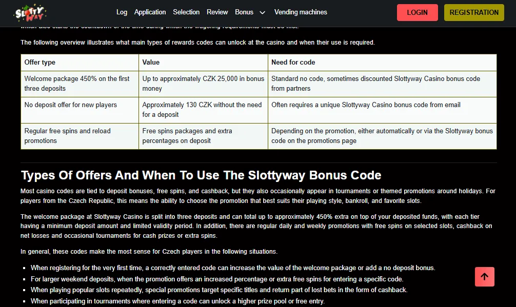 Screenshot of Slottyway's welcome bonus offer
