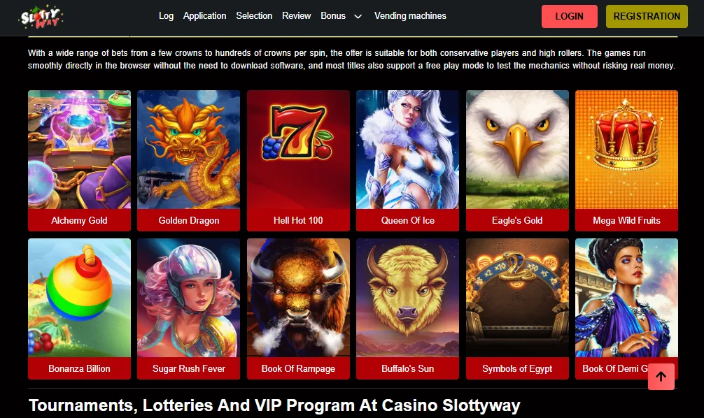 Screenshot of Slottyway's games lobby