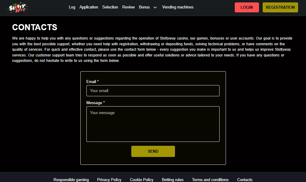 Screenshot of Slottyway's live chat support window