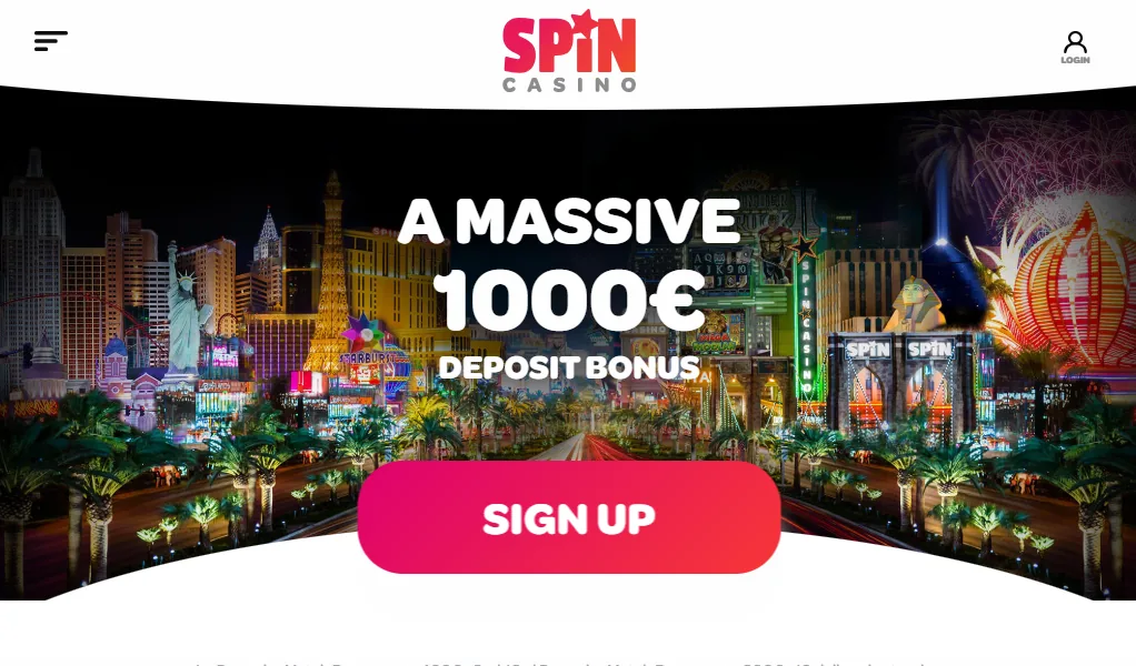 Screenshot of Spin Casino's homepage