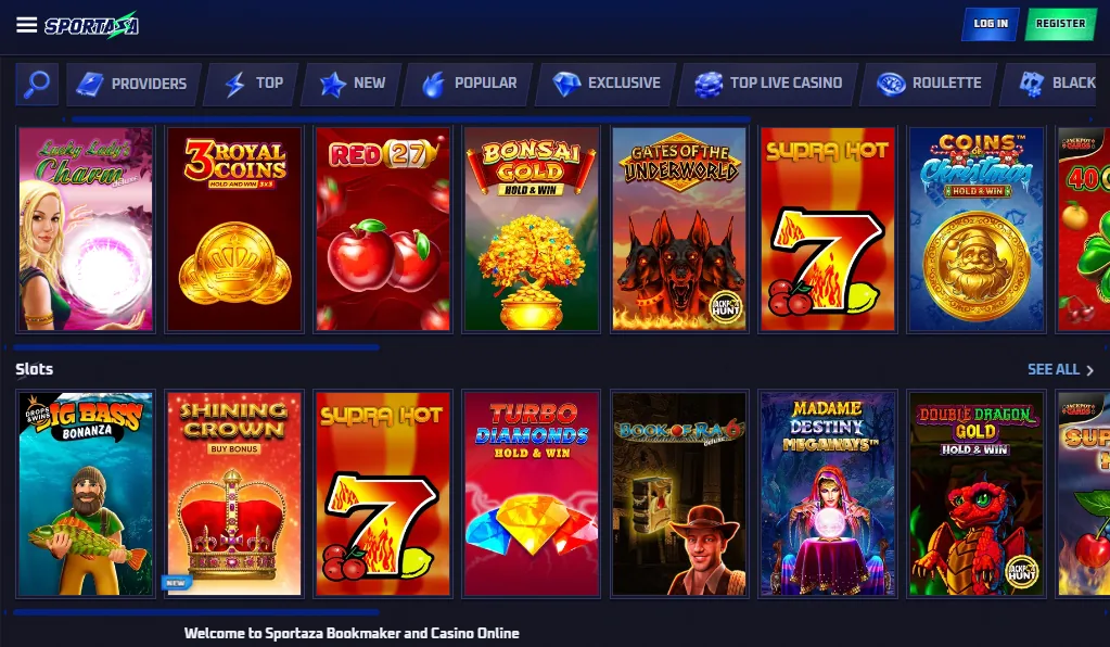 Screenshot of Sportaza's games lobby