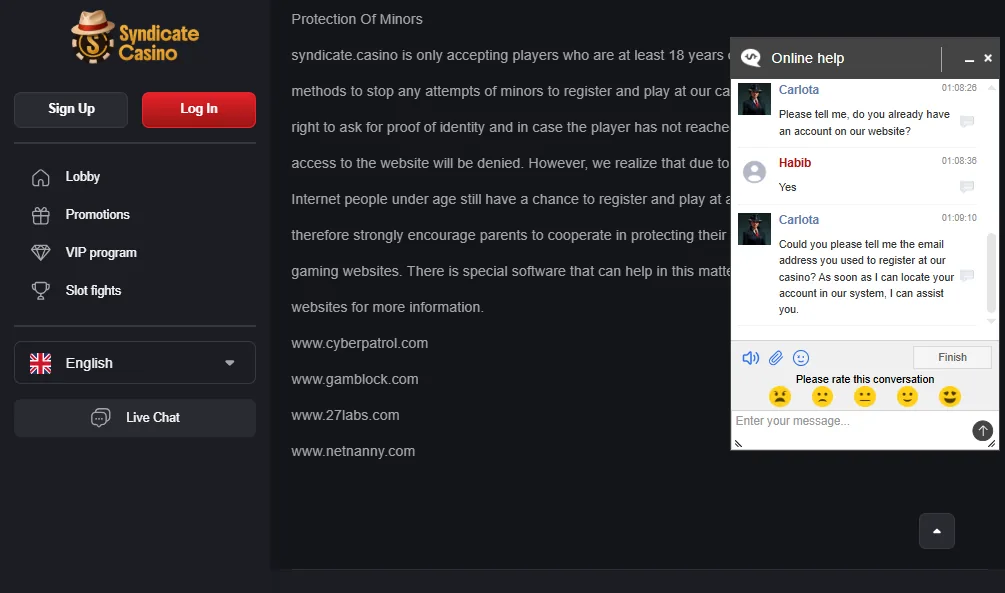 Live Chat screenshot