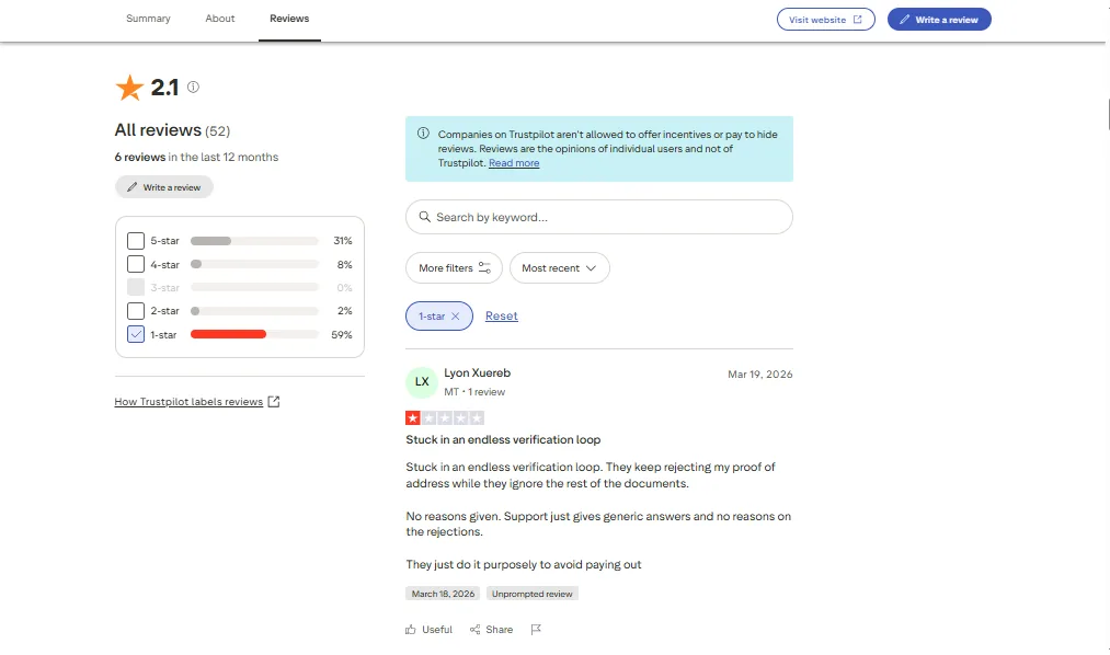 Trustpilot Negative screenshot