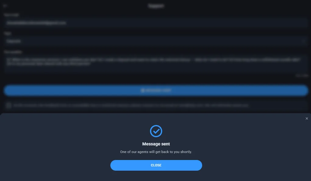 Screenshot of Twin Casino's live chat support window