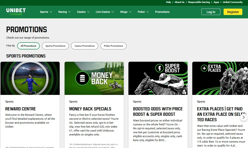 Screenshot of Unibet's welcome bonus offer
