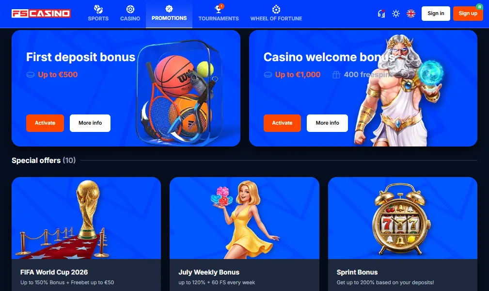 Screenshot of Vulkan Bet's welcome bonus offer