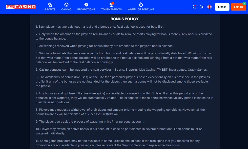 Screenshot of Vulkan Bet's bonus terms and wagering requirements