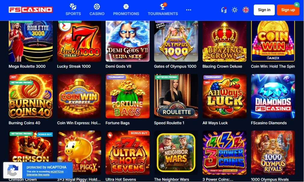 Screenshot of Vulkan Bet's games lobby