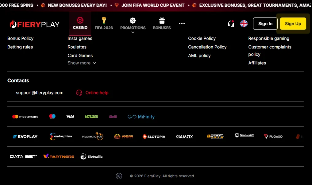 Screenshot of VulkanSpiele's footer licence and regulator details