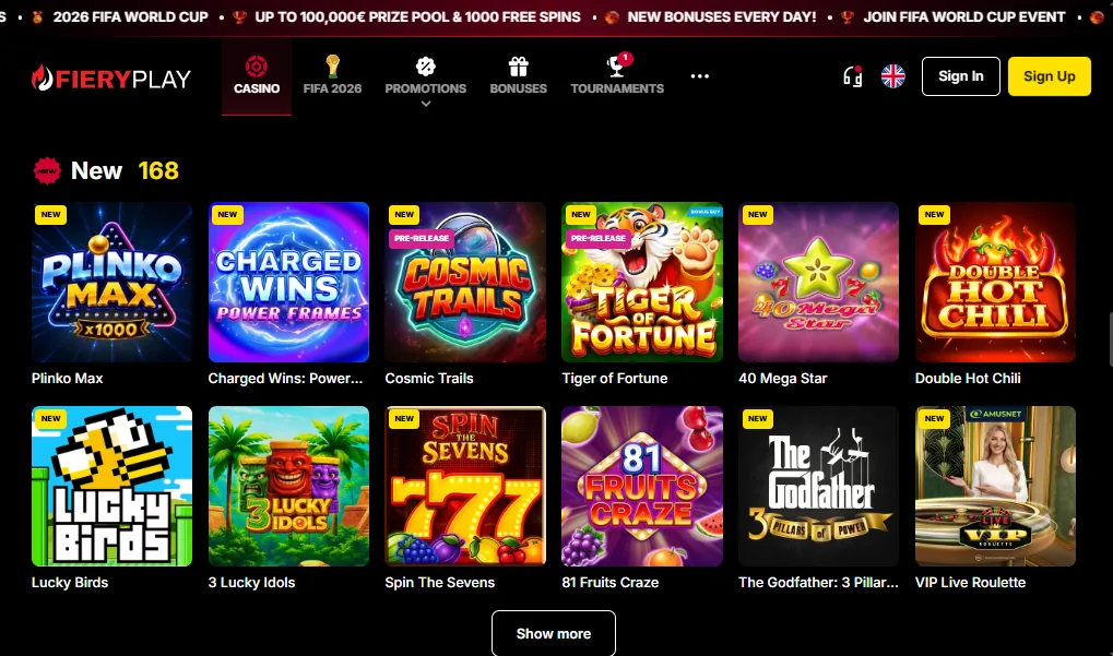 Screenshot of VulkanSpiele's games lobby