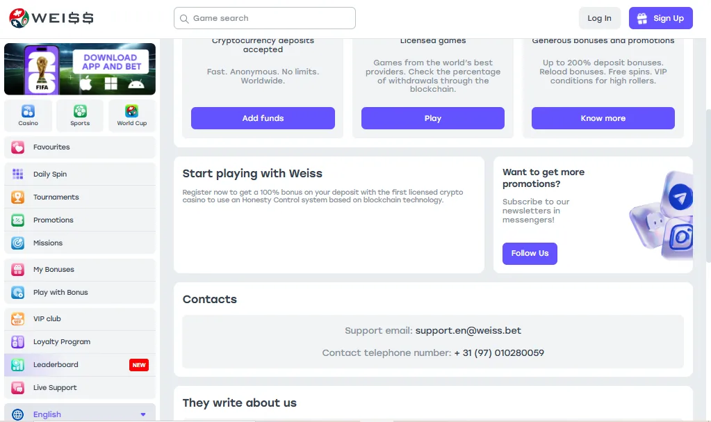 Screenshot of Weiss's live chat support window