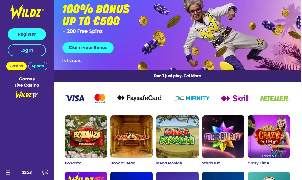 Screenshot of Wildz's homepage