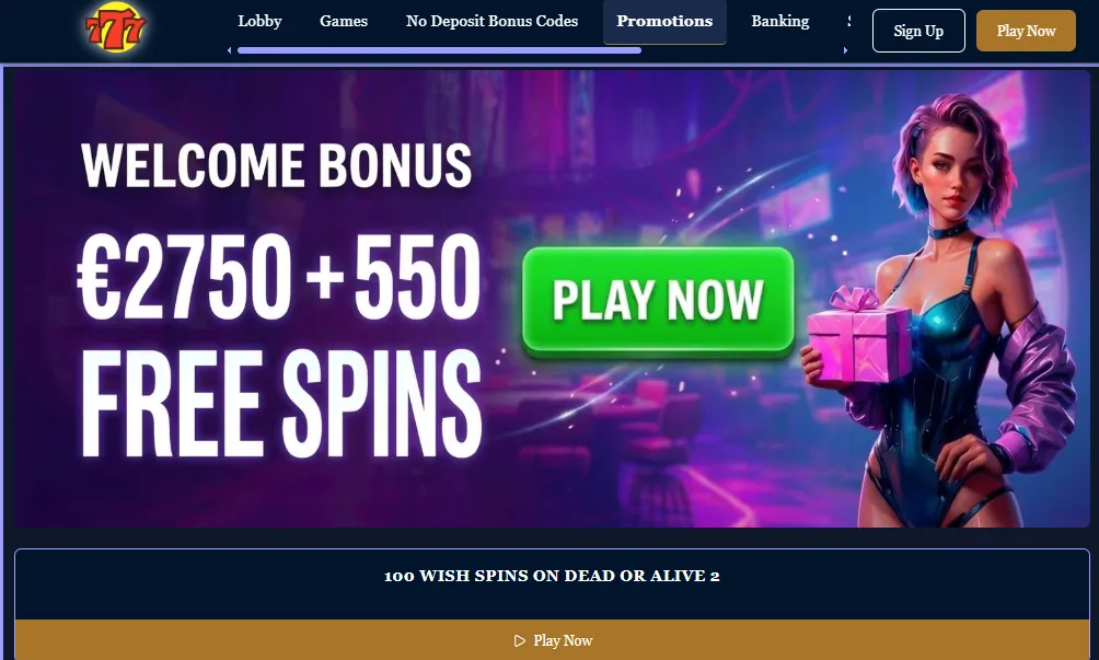 Screenshot of Wishmaker's welcome bonus offer