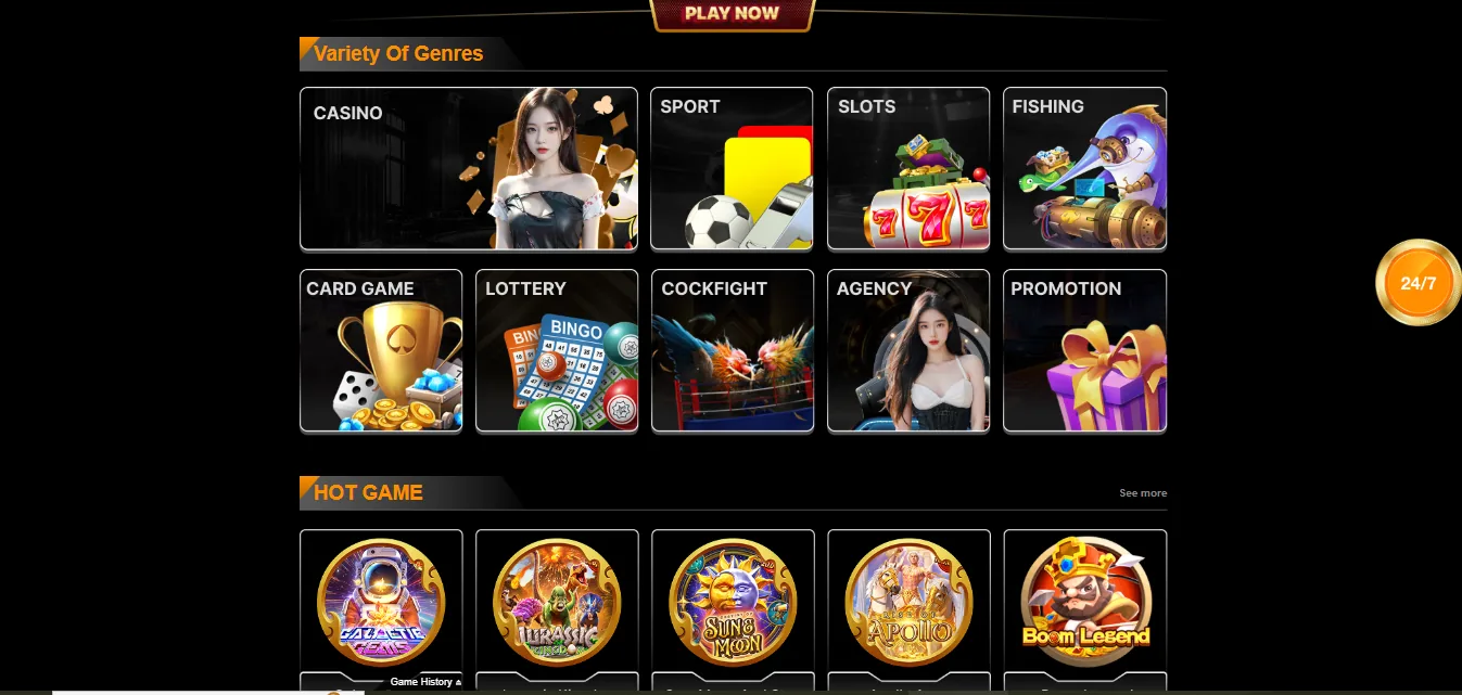 Screenshot of 789bet's games lobby