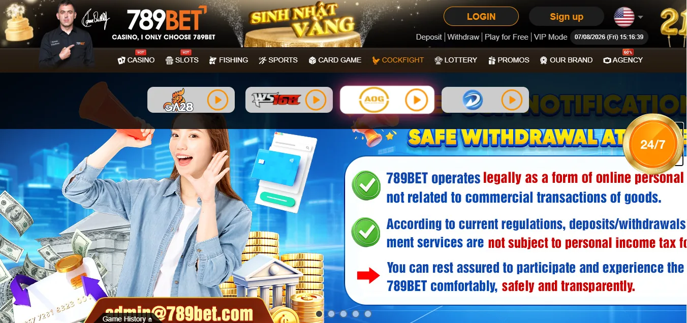 Screenshot of 789bet's homepage