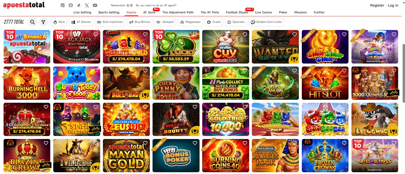 Screenshot of Apuesta Total's games lobby