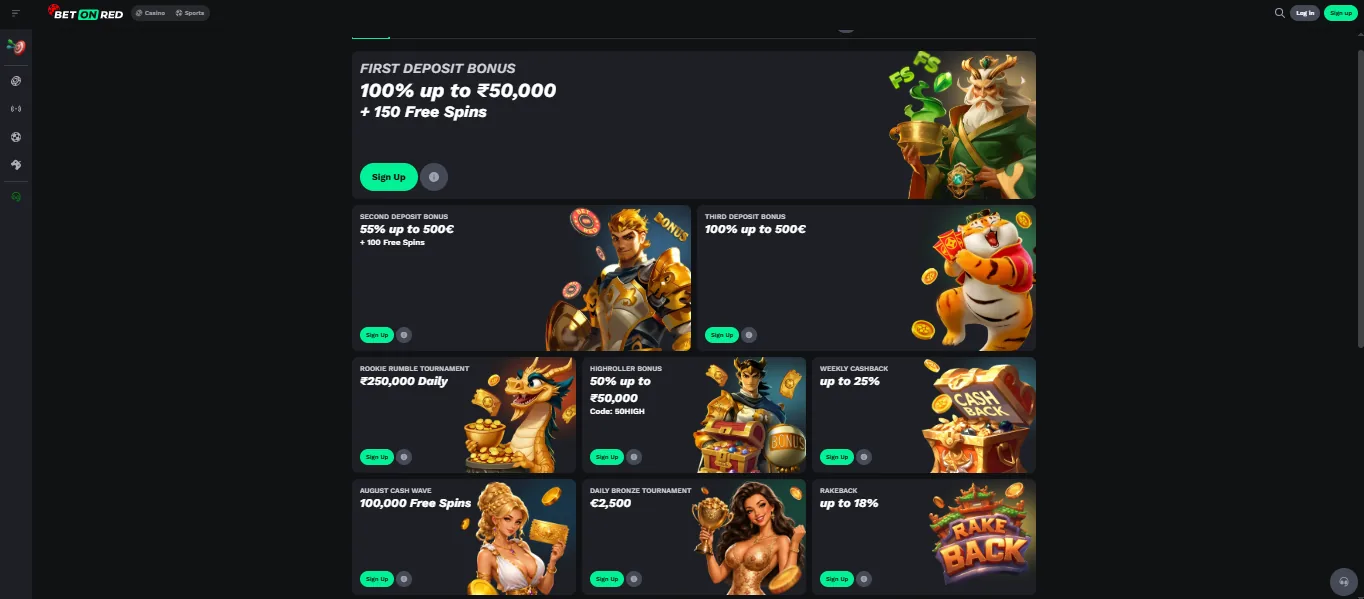 Screenshot of BetOnRed's welcome bonus offer